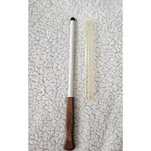 Vintage Cutlery Sharpening Honing Ceramic w/Wood Handle Rod Knife Sharpener